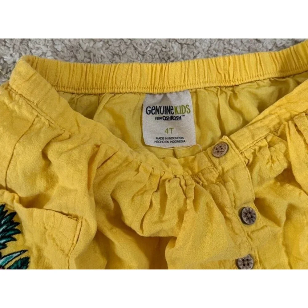 Oshkosh button front cotton skirt w/ embroidered pineapple patch